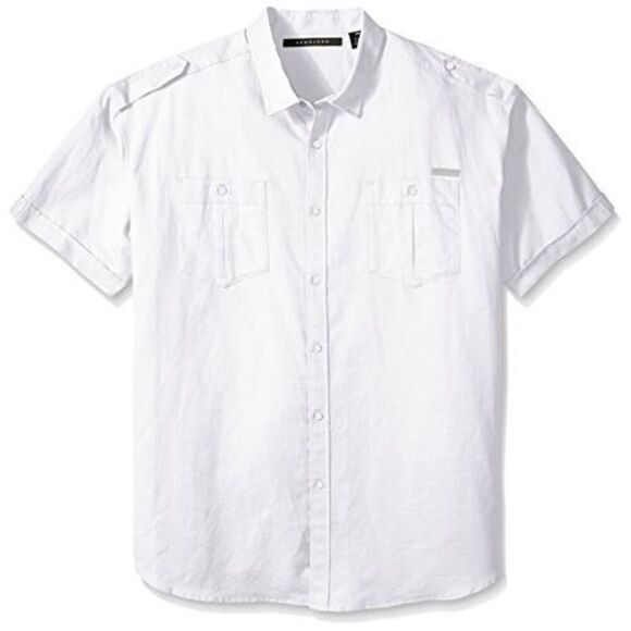 ✨Sean John Men's White Short Sleeve Solid Linen Sz XL Shirt✨ - Picture 2 of 10